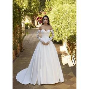 NEW COSMOBELLA satin strapless princess gown in ivory